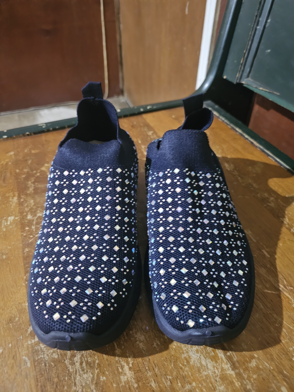Men's Slip-On Knit Sneakers - Navy with Reflective Dots